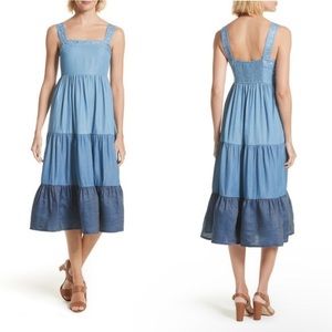 Kate Spade Tiered Denim Midi Dress